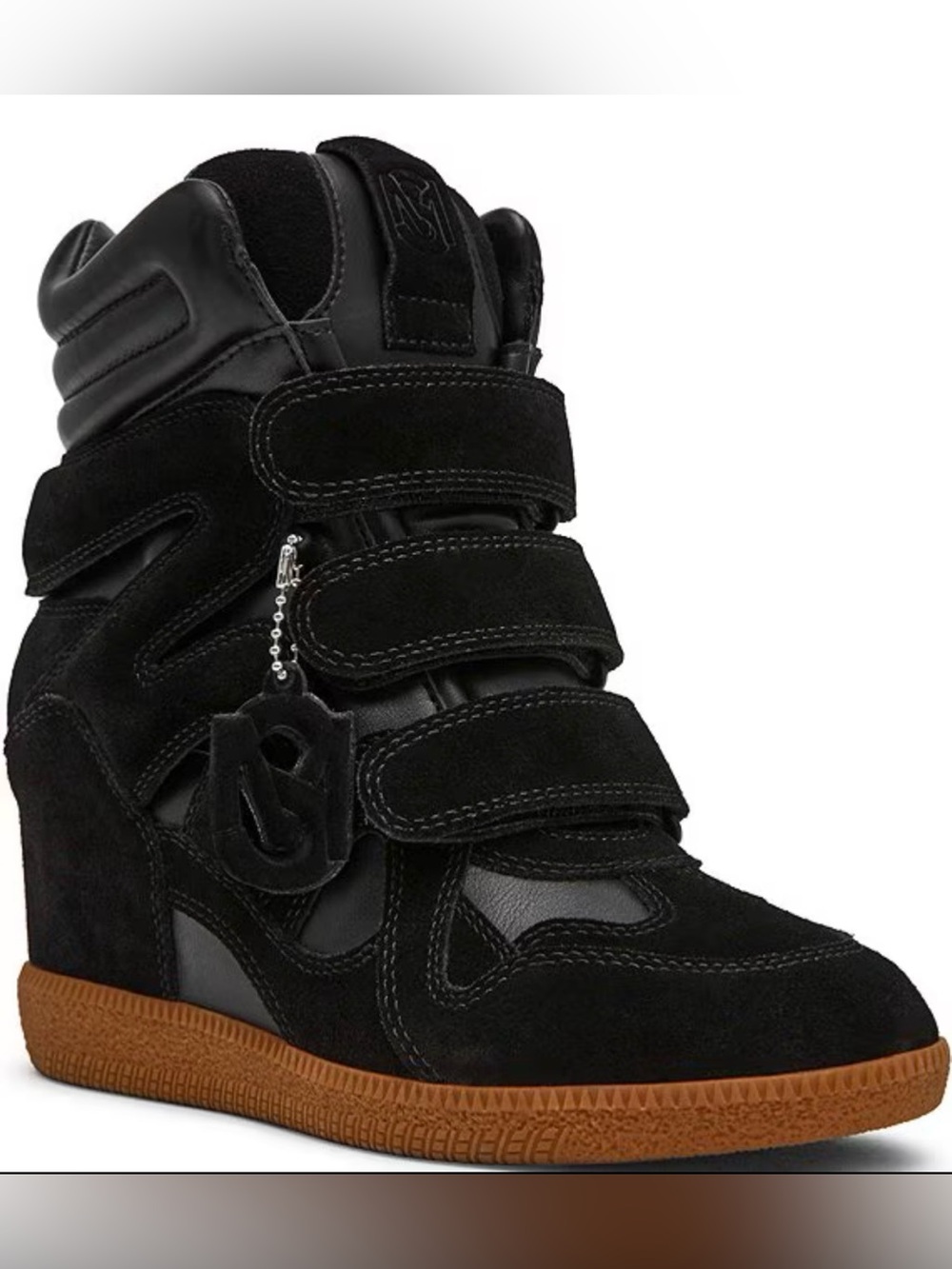 STEVE MADDEN Mavis Suede High Top Wedge Sneaker Black Sz